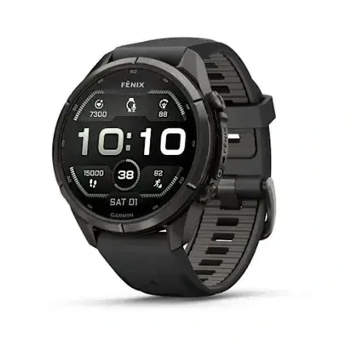 Garmin Fenix 9 Pro — inReach 43 mm, Carbon Gray DLC Titanium with Black/Pebble Gray Silicone Band