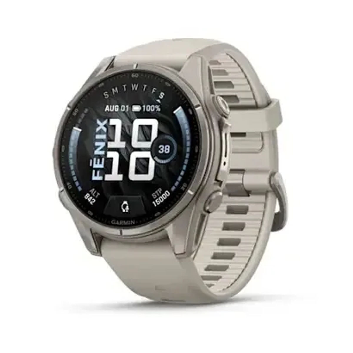Garmin Fenix 9 43 mm — Titanium with Fog Gray Silicone Band