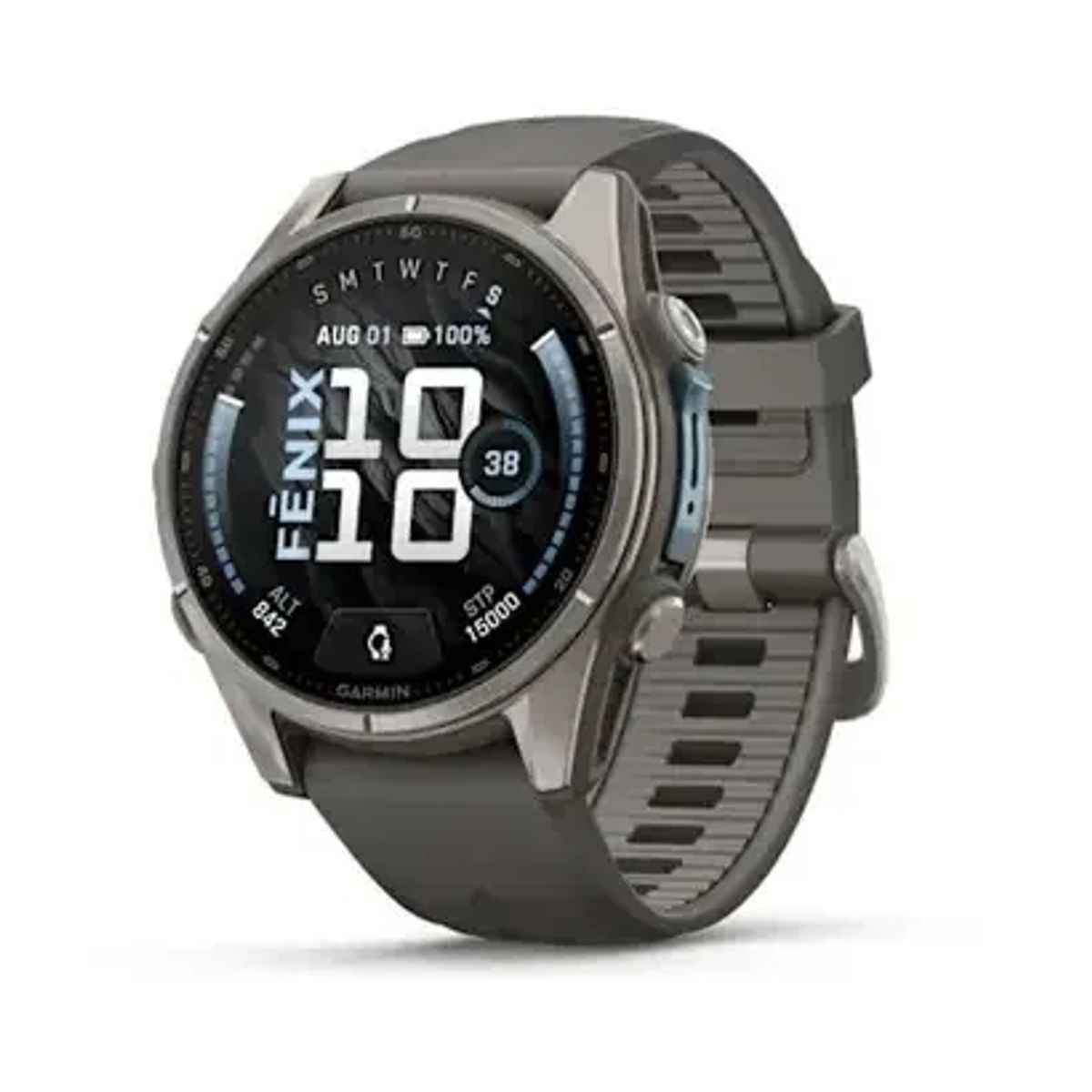 Garmin Fenix 9 43mm — Titanium with Pebble Gray Silicone Band