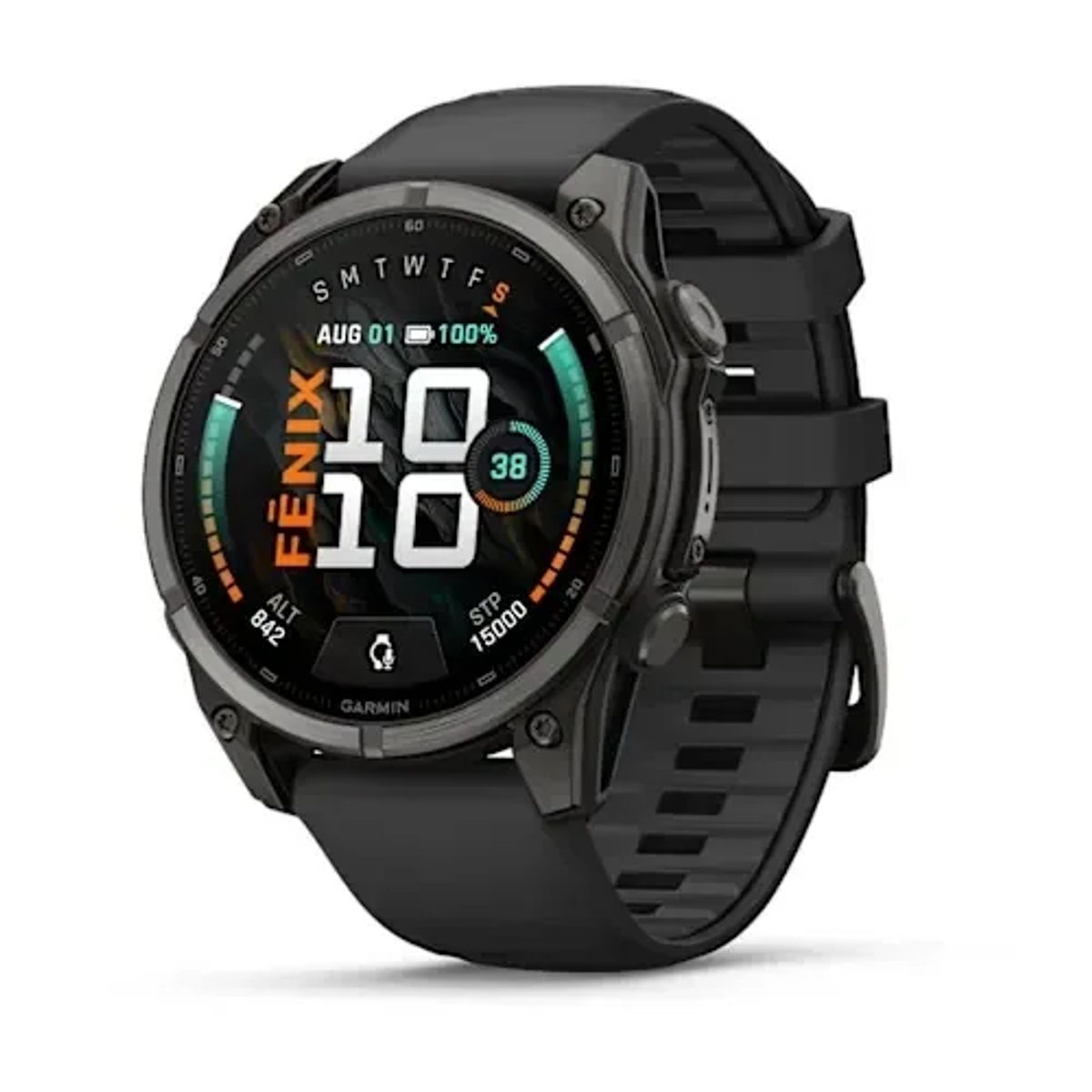Garmin Fenix 9 47mm — Carbon Gray DLC Titanium with Black Silicone Band