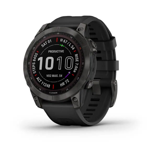 GARMIN Fenix 7 Sapphire Solar — Carbon Gray DLC Titanium with Black Band