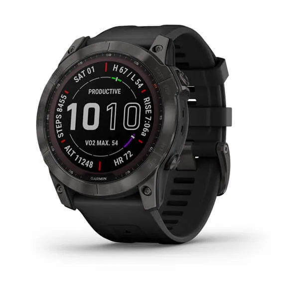 GARMIN Fenix 7x Sapphire Solar — Carbon Gray DLC Titanium with Black Band