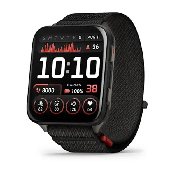 GARMIN Venu X1 — Black with Slate Titanium Caseback and Black ComfortFit Nylon Band