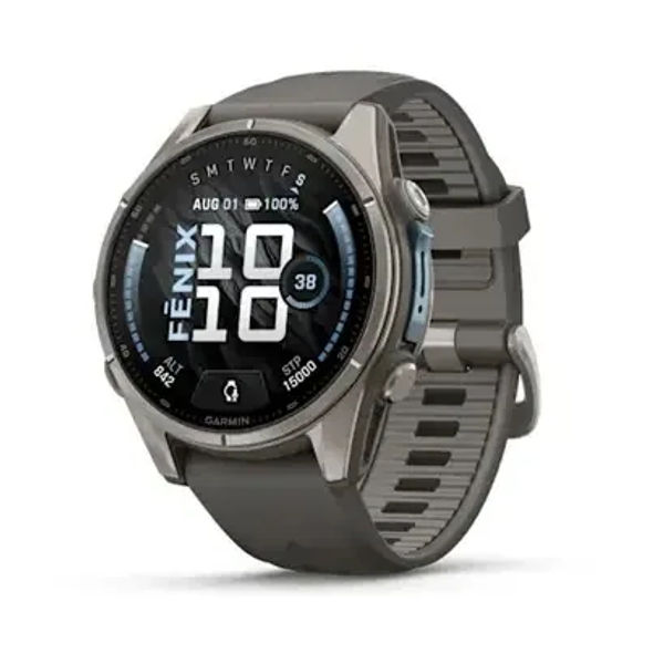 GARMIN Fenix 9 43mm — Titanium with Pebble Gray Silicone Band