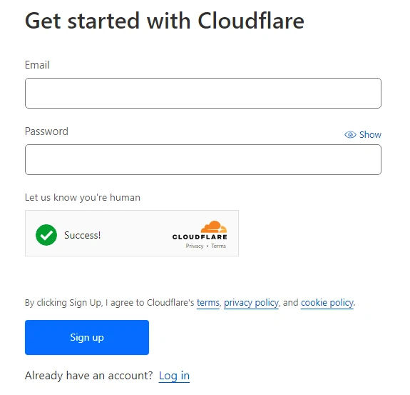 Daftar akun Cloudflare