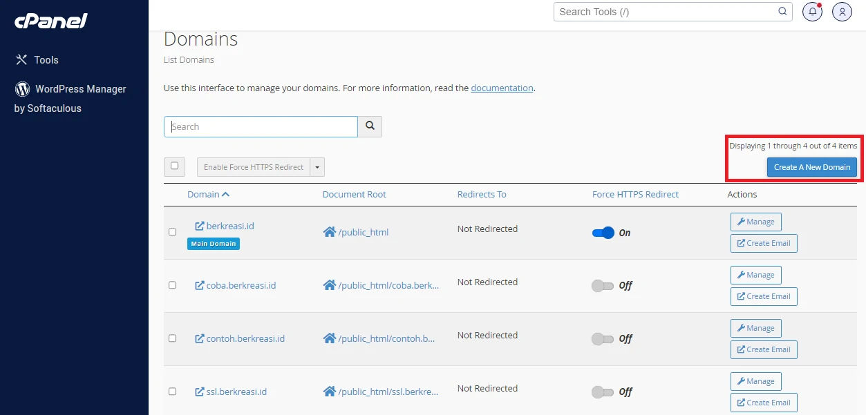 cara membuat subdomain di cpanel