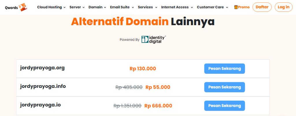 harga domain .io