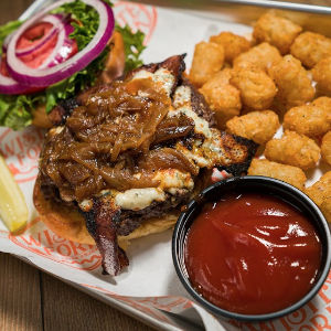 Rib Sandwich With Nuggets, Ketchup Dip and Veggies