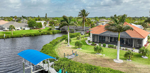 Aerial View of Beautiful Big House Near Waterfront in Port Charlotte