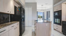 Elegant Kitchen Area With Black Black Refrigerator and Microwave Oven