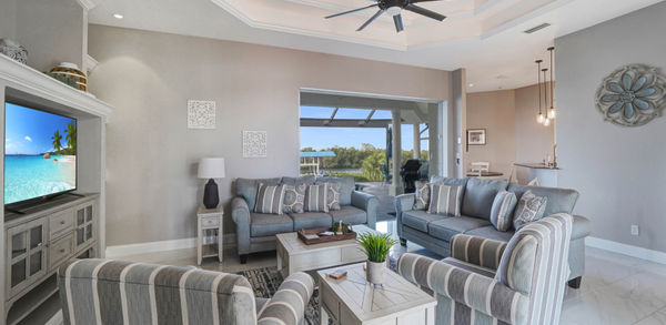 Modern Grey Couch Set in Wide Living Room