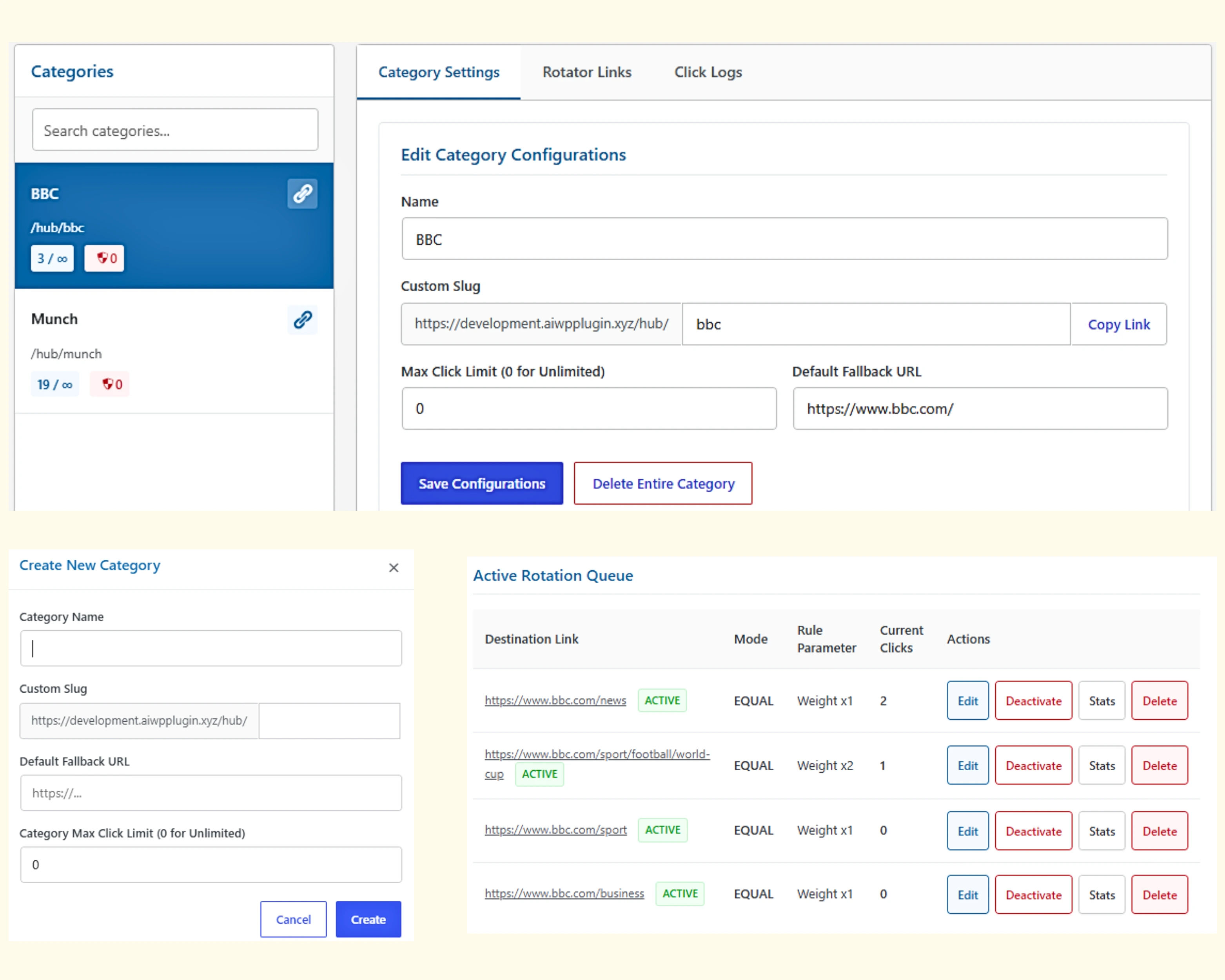 LRTXYZ Link Rotator & Tracker Dashboard Preview