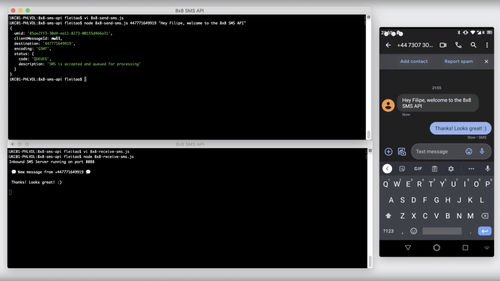 Sign up here: https://connect.8x8.com/login/signup

8x8's SMS API provides a programmatic way to create two way SMS conversations for uses such as a customer support channel and appointment confirmations. Let’s see the code in action.

We’ll use two procedures: one script to send the SMS and another script that will listen for the response. First we start by building the script that will send the outbound SMS. For that we will have four dynamic fields including the 8x8 SubAccountID, API Key, phone number and text message body. We’ll provide those last two as input in the script for this example. I’ll close the file and run it later.

Next, let’s create a simple script that will listen for incoming messages and print out the text message body for each message received. I’ll use an available port in my system for new incoming messages, and because the incoming message will be in JSON format, I’ll make sure to parse the JSON and then print out the message received to display it to you.

So let’s give it a try, first we execute the script that will listen for incoming messages and then we execute the script that sends out the message to my mobile phone.

As you can see, I receive the message right away. I’m going to reply back, and we can see the reply arriving to my server and the body of the message received being printed on the console.

It's that easy to send and receive messages using 8x8's SMS API. 

Check out the documentation to learn more.