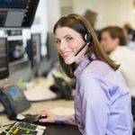 A customer service agent using VoIP phone service
