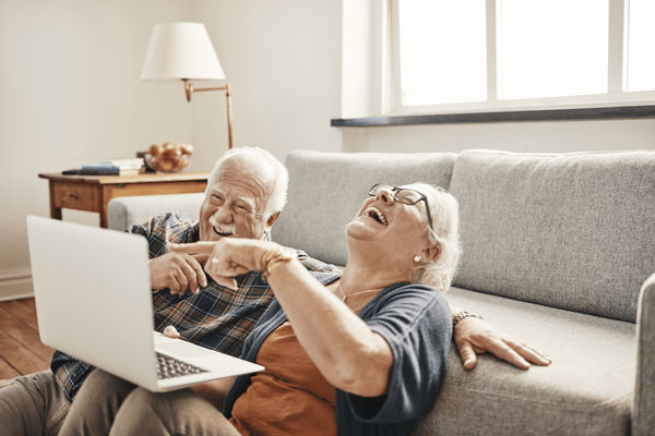 elderly couple happy