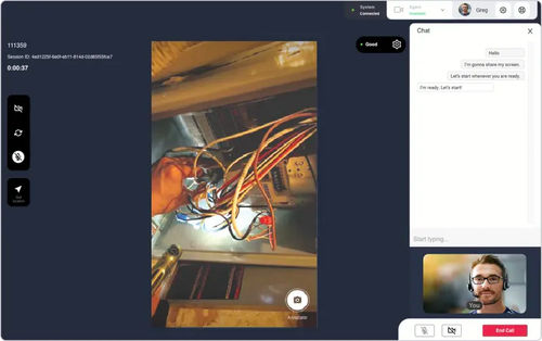 A video call on a desktop