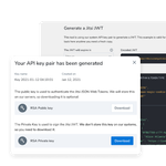 Screenshots of JaaS platform showing API key generation