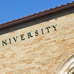 University building at an institution of higher learning that uses a cloud communications