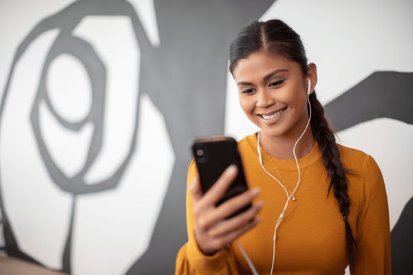 Woman working on her phone