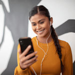 Woman working on her phone