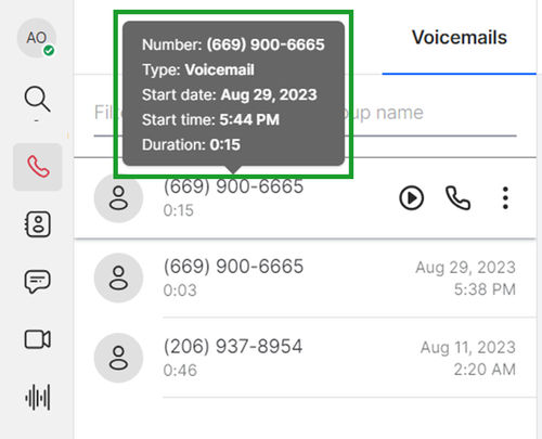 Enhanced Voicemail Log Details