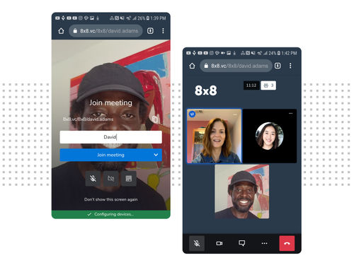 Image showing 8x8 meeting being conducted via mobile browser