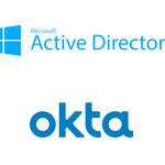 Image showing logos of Active Directory and Okta indicating 8x8 single sign-on and authetication