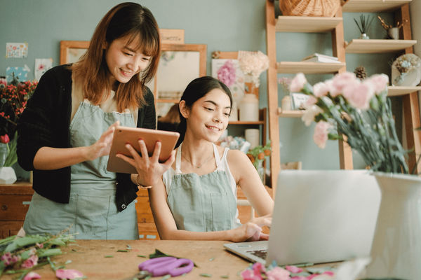 Women working in shop