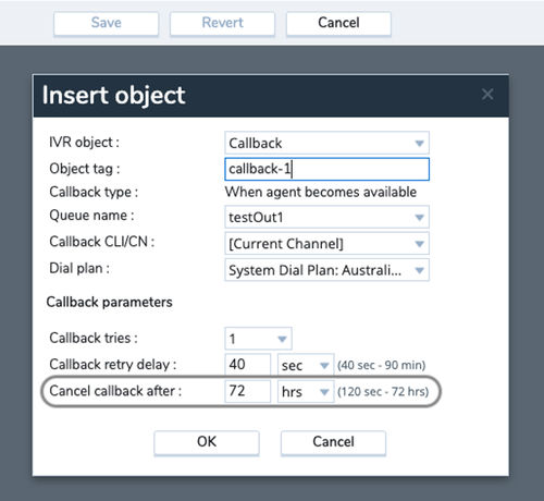 IVR Callback setting