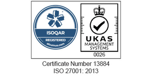 Logo for Alcumus ISOQAR Certification for UKAS management systems