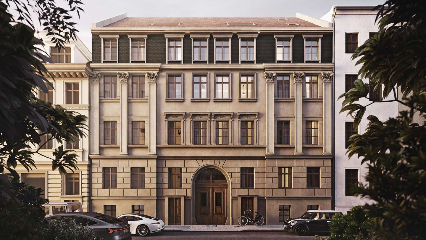 IMMER&TREU: Hinter der eleganten Fassade des historischen Gebäudes in der Mulackstraße 22 und Steinstraße 21 erwarten Sie elf Eigentumswohnungen