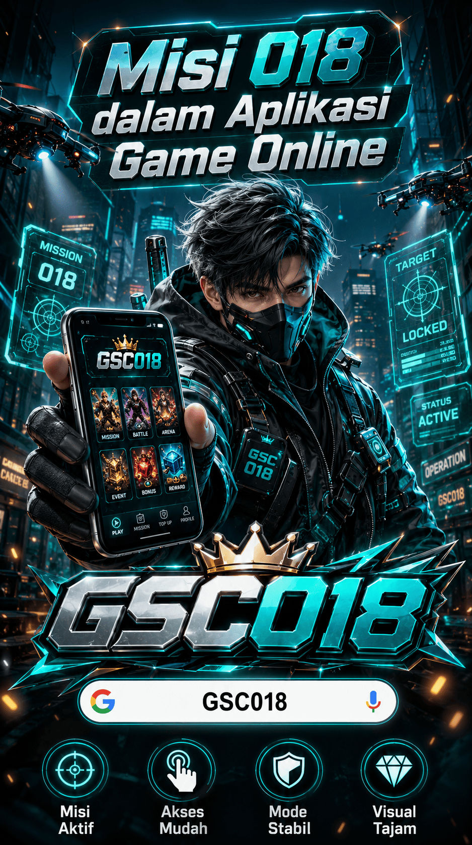 Cuplikan layar menu unduhan GSC018 untuk perangkat Android