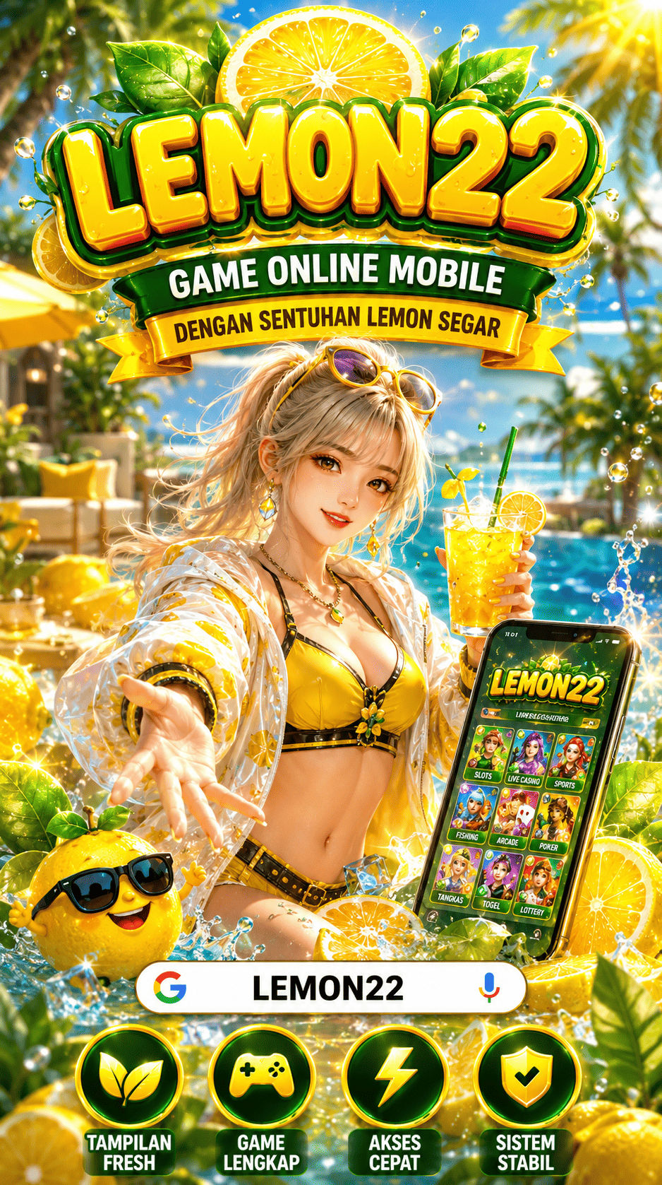 Cuplikan layar menu unduhan LEMON22 untuk perangkat Android