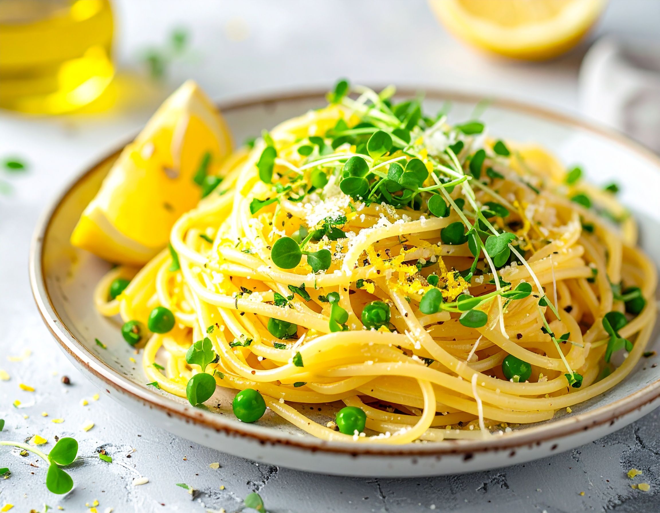 Pea Shoot Pasta with Lemon Zest