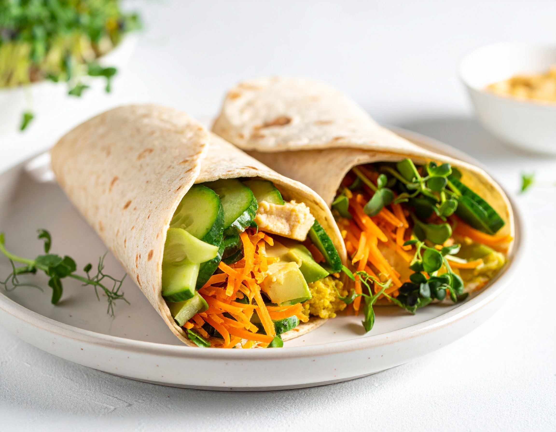 Sunflower Microgreen Veggie Wrap