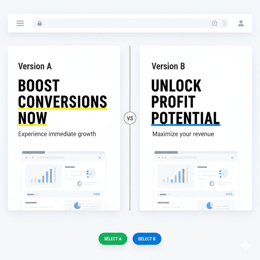 A/B test comparison of two conversion-focused designs