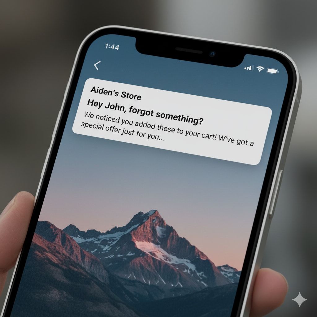 Abandoned cart notification on a smartphone lock screen