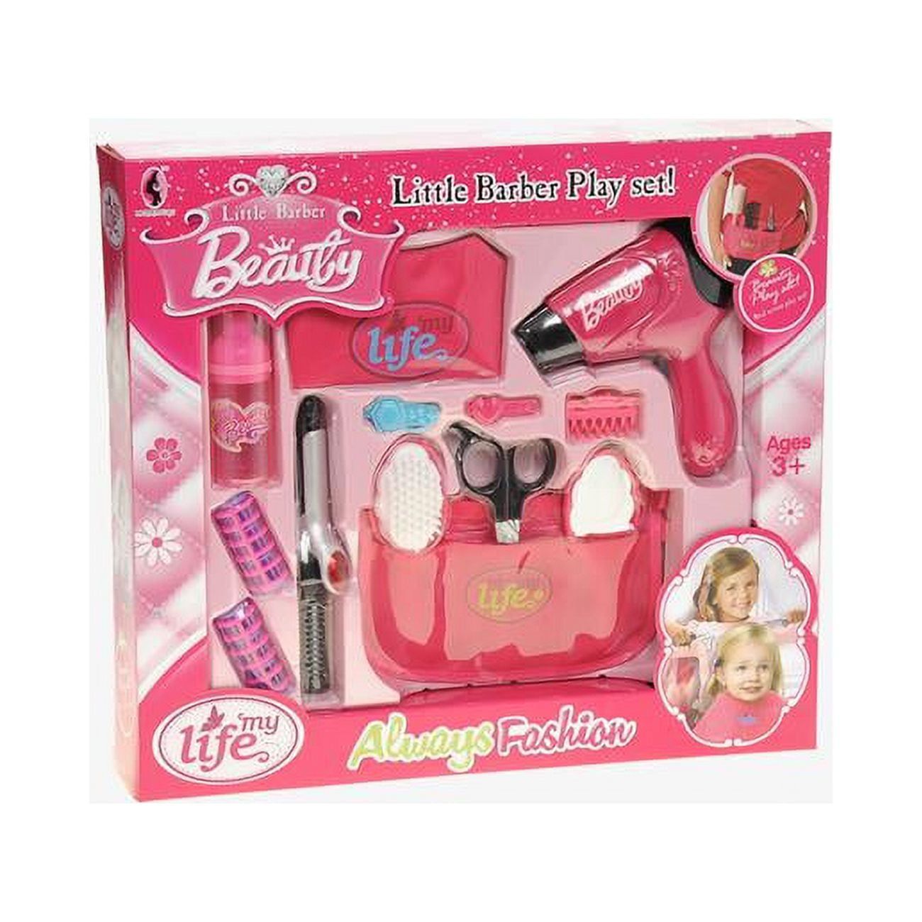 AZImport PS00B Beauty Salon Fashion Toy Set with Hair Dryer Curling Iron Mirror Scissor Hair Brush Pretend Play Set