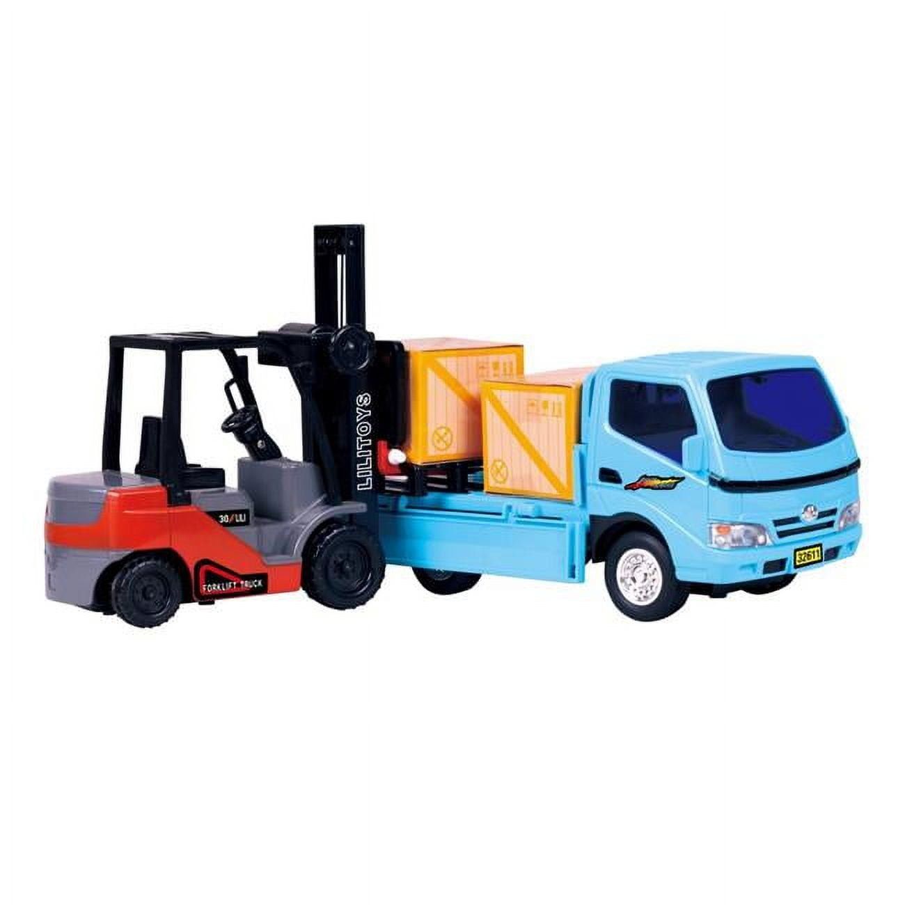 AZImport T526 Friction Powered Forklift & Truck Play Set Vehicle with 2 Cargo Box & A Pallet