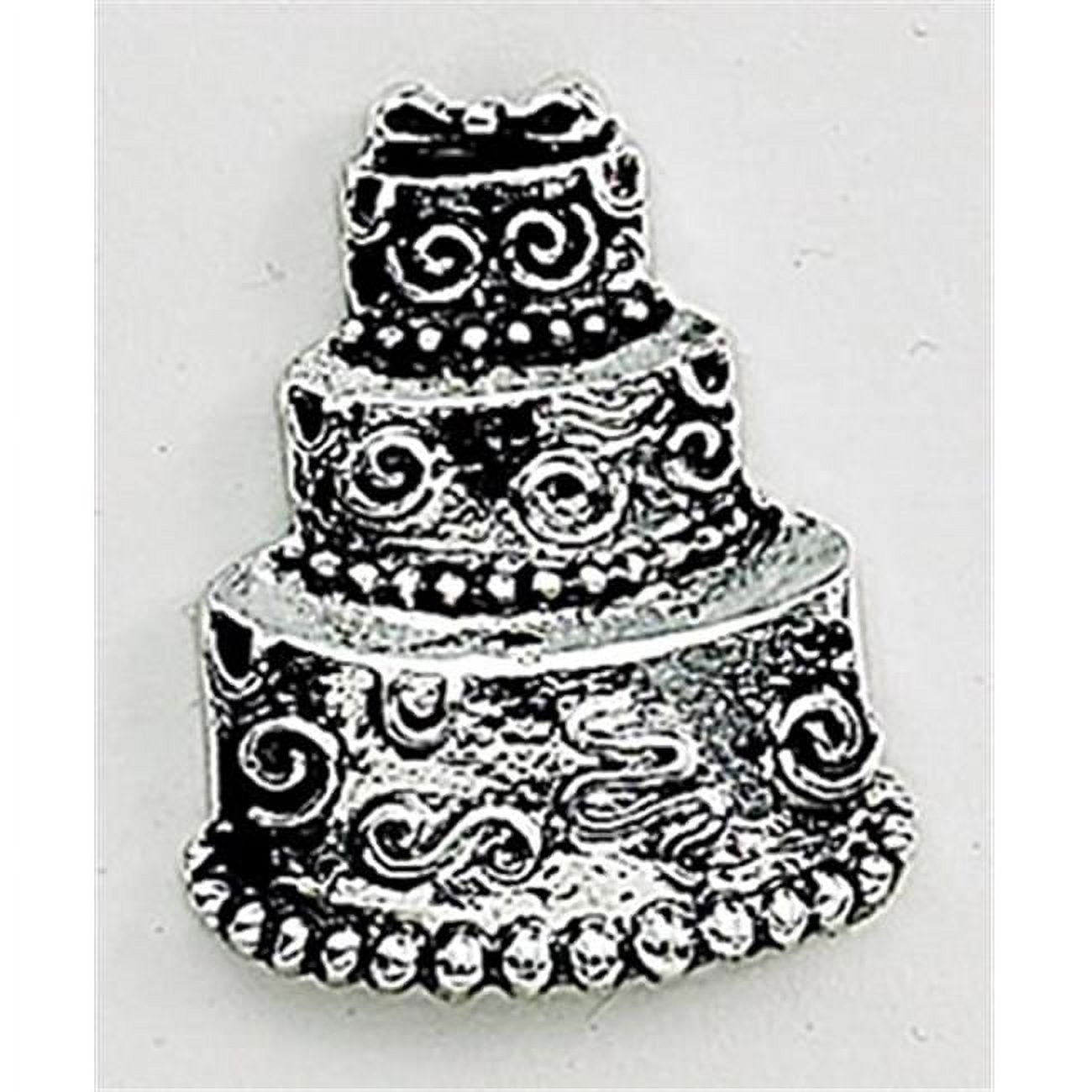 Creative Gifts International 013288 1 x 1 in. Peel & Press Wedding Cake Icon&#44; Silver Plated