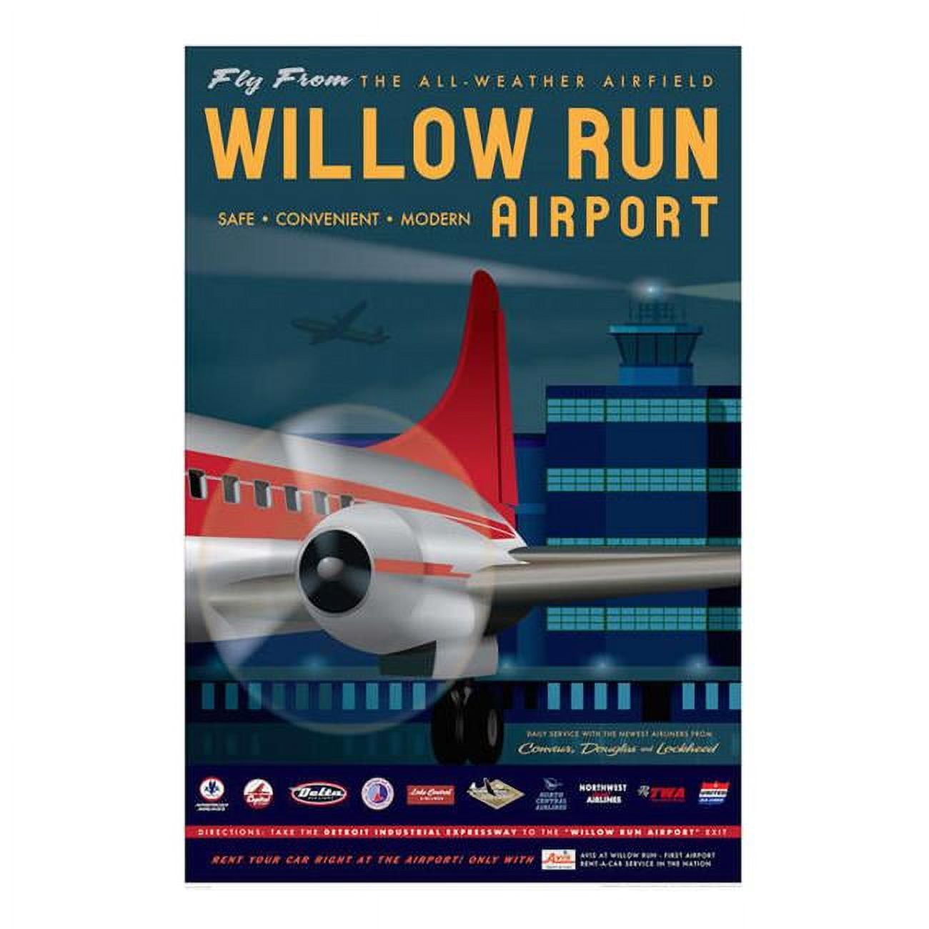 Jetage Aviation Art JA046 14 x 20 in.Willow Run Airport Poster