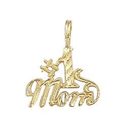 Precious Stars SE-PD-C1836 14k Yellow Gold Number 1 Mom Mothers Day Pendant Charm