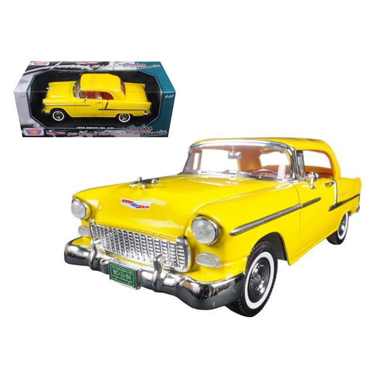 Motormax 73184TC-Y 1 by 18 1955 Chevrolet Bel Air Convertible Soft Top Timeless Classics Diecast Model - Yellow