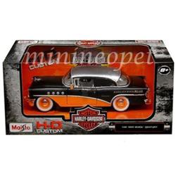 Maisto 32197BK-OR 1955 Buick Century Harley Davidson 1 by 26 Scale Diecast Model Car - Black & Orange