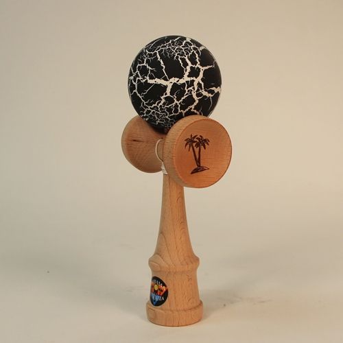 Bahama Kendama BKBMNC-BKWH Crackle Kendama&#44; Black Over White