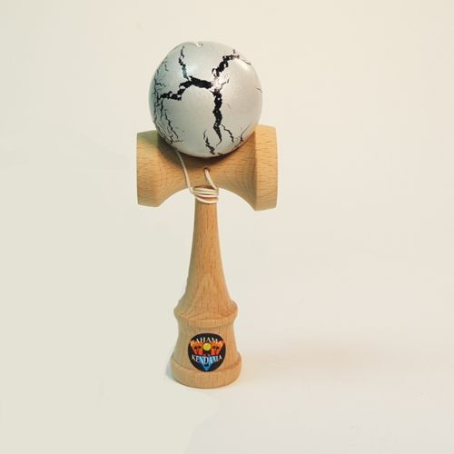 Bahama Kendama BKBMNC-SVBK Crackle Kendama&#44; Silver Over Black