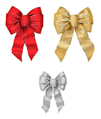 Holiday Trim 6166 Shimmering Christmas Glitters Wired Bow&#44; Pack Of 12