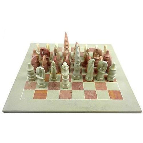 Smolart Hand Carved Soapstone Maasai Chess Set Board&#44; 14 in.