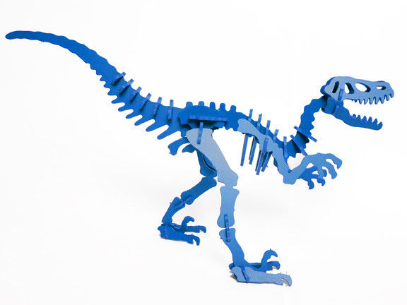Boneyard Pets VEL-KBLU Velociraptor Dinosaur 3D Puzzle&#44; Blue