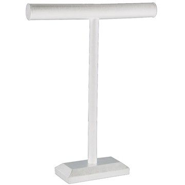 Dlux Jewels White Leather Two Tone Tall T-Bar&#44; 14 in.